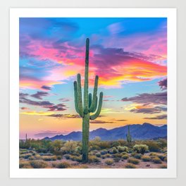  Arizona South West Cactus Wanderlust Sunset  Art Print