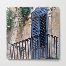 Blue Sicilian Door on the Balcony Metal Print