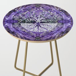 Silver Tree of Life Yggdrasil on Amethyst Geode Side Table