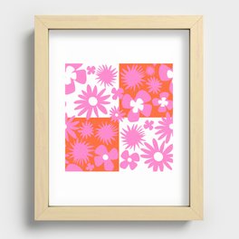 Wild Spring Flowers Hot Pink Checkerboard Recessed Framed Print