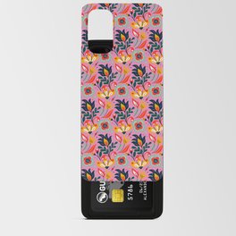 Colorful Floral Pattern On Pink Background Android Card Case