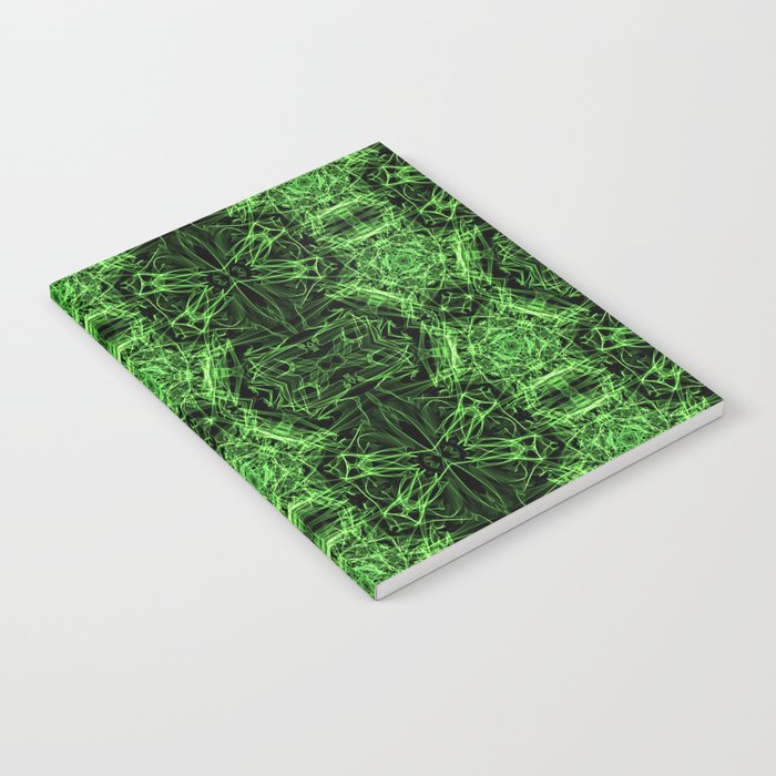 Liquid Light Series 32 ~ Green Abstract Fractal Pattern Notebook