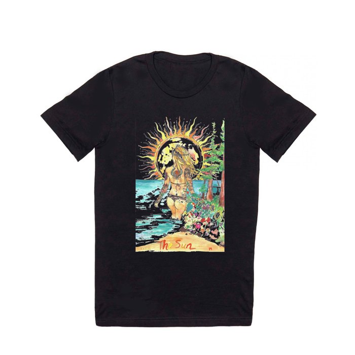 The Sun Tarot Card Bohemian Ocean Goddess Risa Painting T Shirt