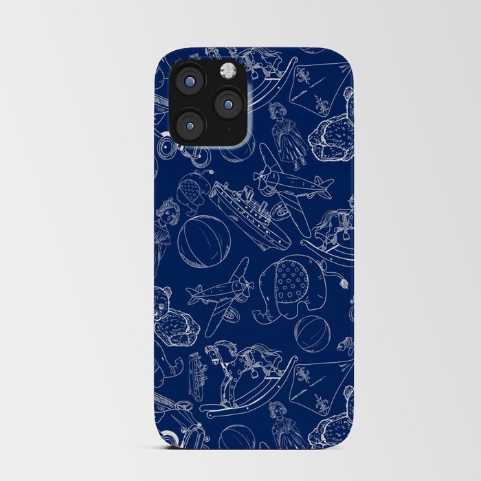 Blue and White Toys Outline Pattern iPhone Card Case