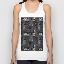 Black And White Collage Of Grunge Newspaper Fragments Unisex Tank Top