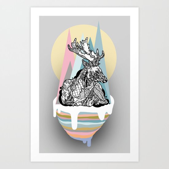dreaming deer Art Print
