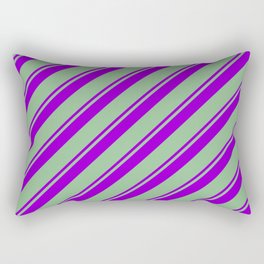 [ Thumbnail: Dark Violet and Dark Sea Green Colored Lines Pattern Rectangular Pillow ]
