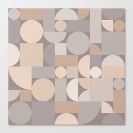 Retro Geometric Abstract Art Taupe 2 Canvas Print