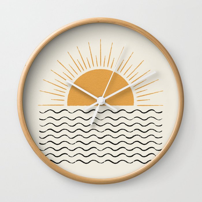 Sunrise Ocean -  Mid Century Modern Style Wall Clock