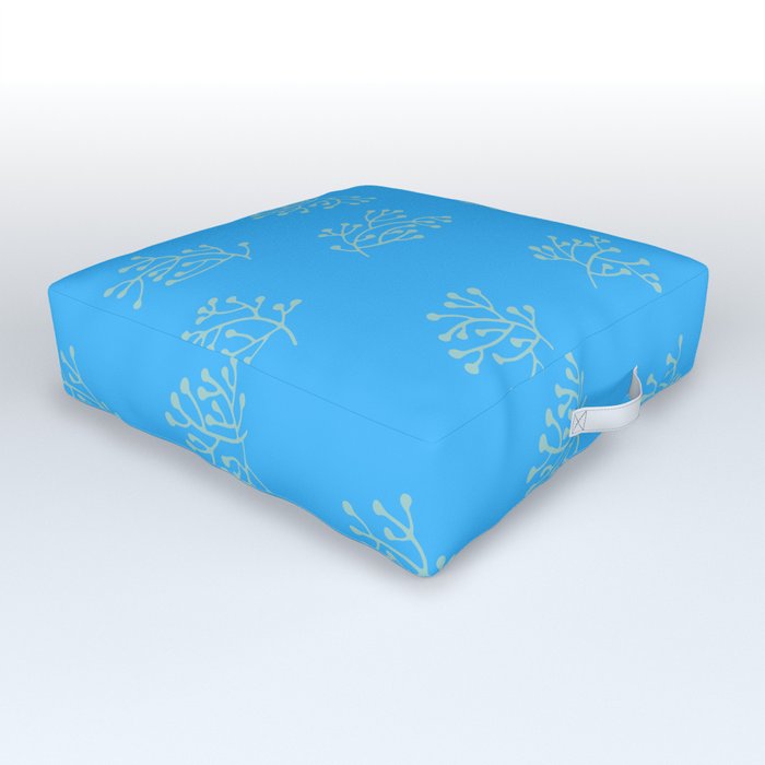 Electric Blue Coral Outdoor Floor Cushion