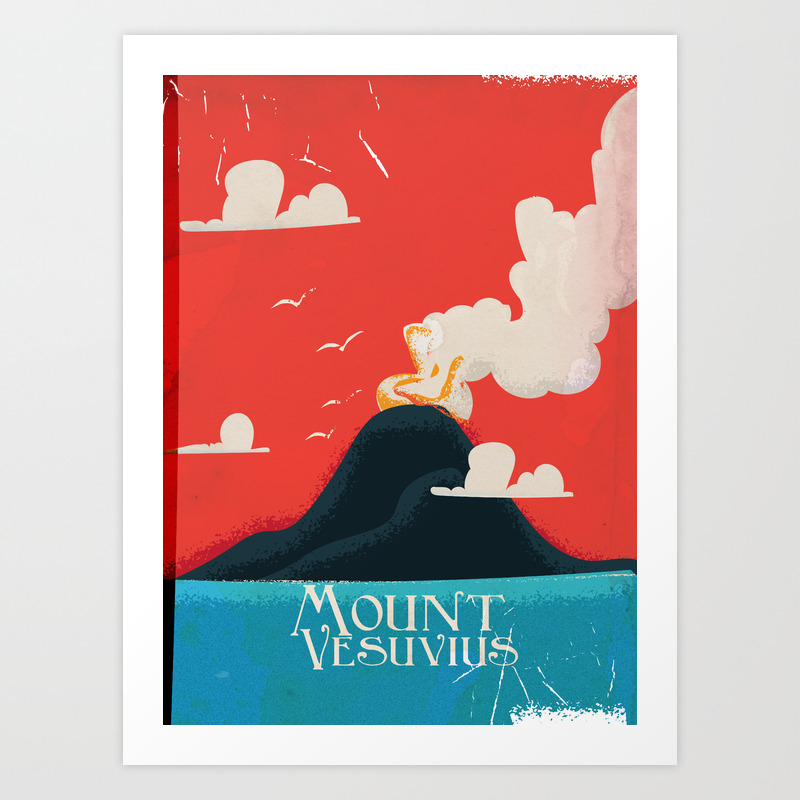 Mount Vesuvius Vintage Travel Art Art Print By Nicholasgreen Society6