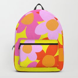 Cheerful Spring Flowers 70’s Retro Yellow Backpack