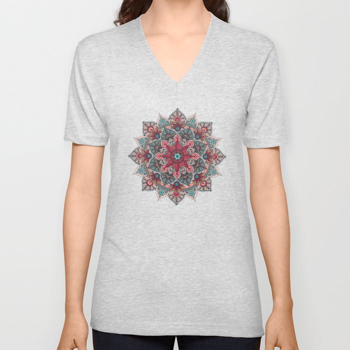 Winter holidays doodles mandala design V Neck T Shirt