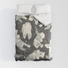 arctic polar bears charcoal Comforter