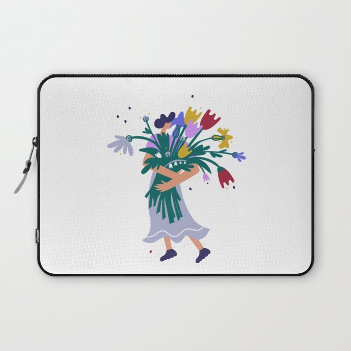 Girl with flowers Laptop Sleeve