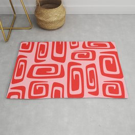 Mid Century Modern Cosmic Abstract 530 Red and Pink Area & Throw Rug