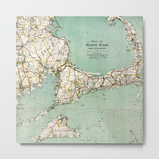 Cap Cod and Vicinity Map Metal Print