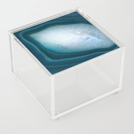 Teal Agate Slice with Druzy center Acrylic Box