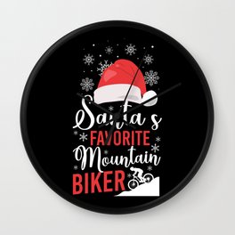 Mountain Bike Mtb Santa'S Favorite Mountain Biker Christmas Vintage Wall Clock