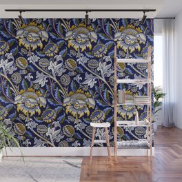 William Morris Blue Wey Floral French Textile Pattern Wall Mural