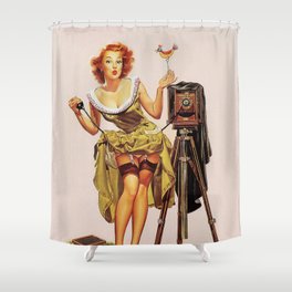 Pin Up Girl and Camera Shower Curtain