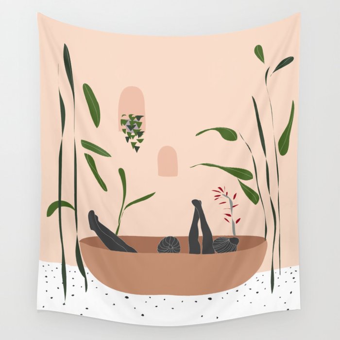 Summer garden and friendship illustration Wall Tapestry