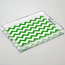 Chevron Texture (Green & White) Acrylic Tray