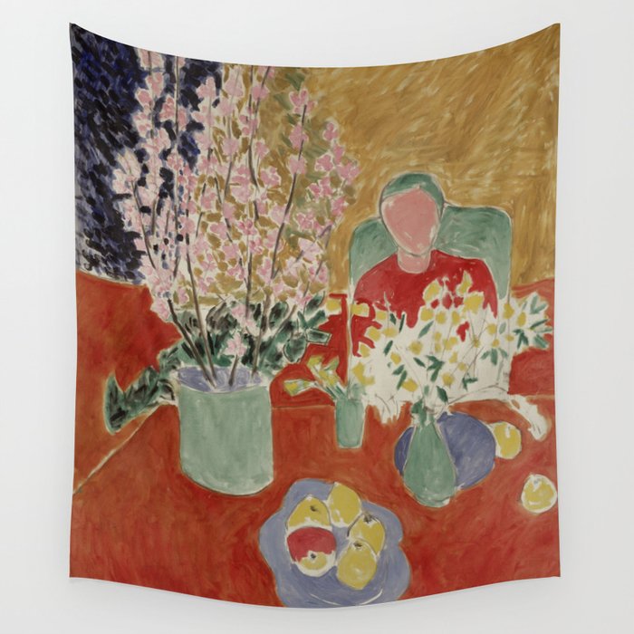 Plum Blossoms, Ochre Background by Henri Matisse Wall Tapestry