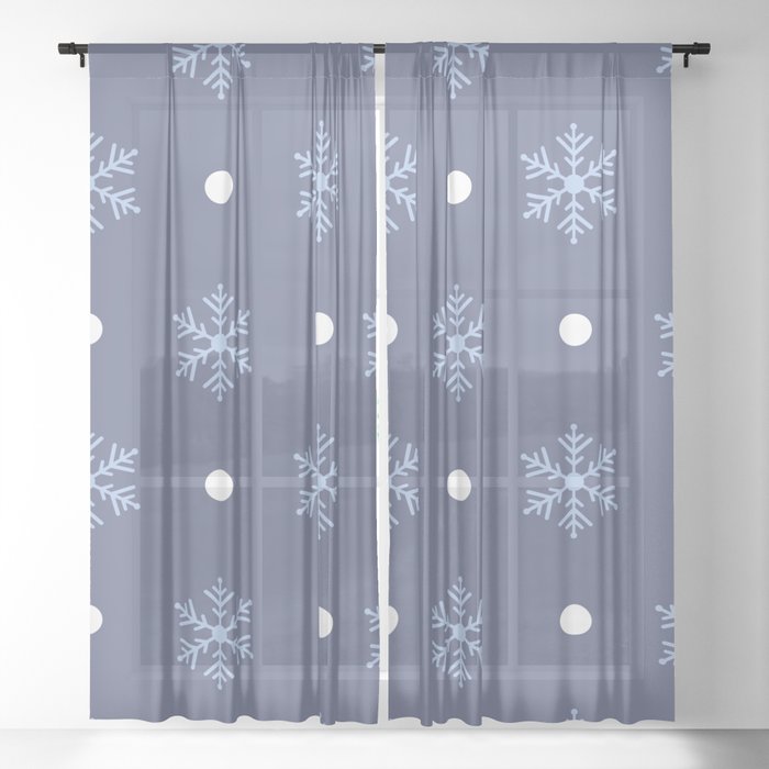Winter Snowflake Pattern Sheer Curtain