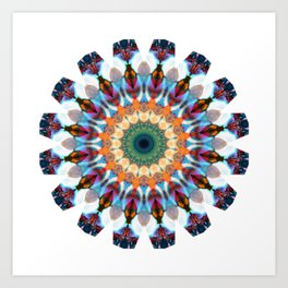 Joy Dance Mandala Art With Blue Art Print