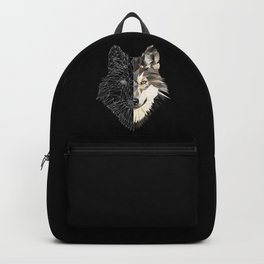 Mixed Wolf Backpack | Because Positive, Graphic Design, Wolf Face, Mixed, Two Sides, Illustration, Graphicdesign, Wolves, Animal, Wolf Obbsessed 
