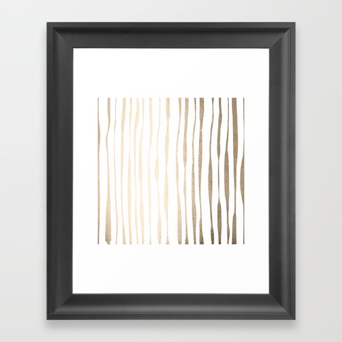 White Gold Sands Ink Pinstripes Framed Art Print