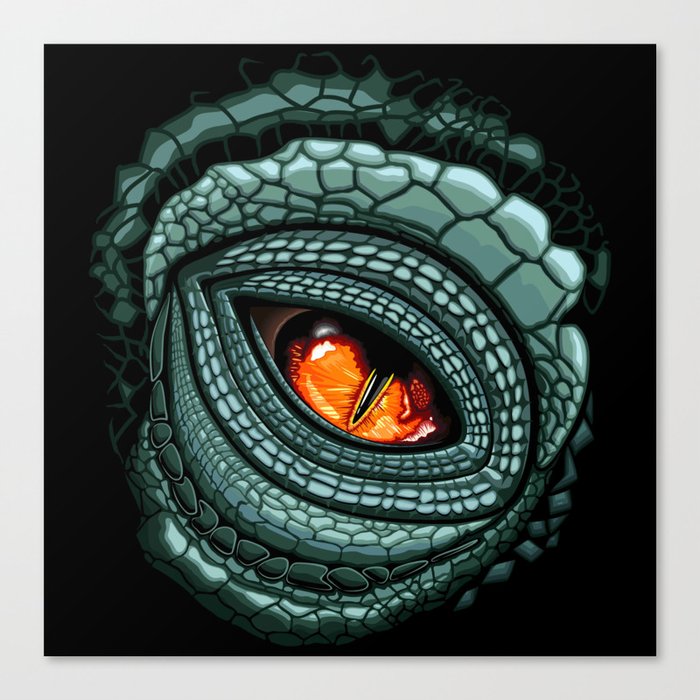 Dinosaur Reptile Eye Creepy Close Up Canvas Print