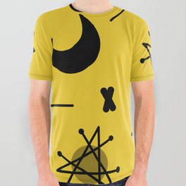 Moons & Stars Atomic Era Abstract Yellow All Over Graphic Tee