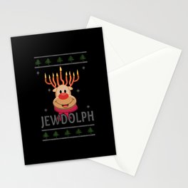 Jewdolph Menorah Reindeer Christmas Hanukkah 2021 Stationery Card