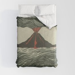 Volcano Woodcut Comforter