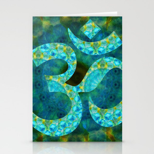 Beautiful Blue, Green and Aqua Om 5 - Sharon Cummings Stationery Cards