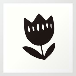 Simple Black Emerald Flower Art Print