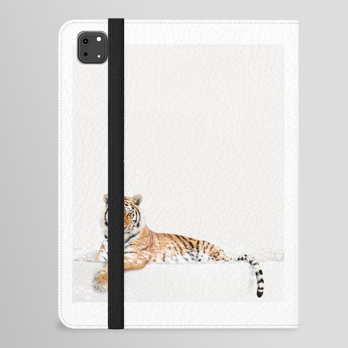 Tiger in a Bathtub, Tiger Taking a Bath, Tiger Bathing, Whimsy Animal Art Print By Synplus iPad Folio Case
