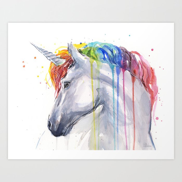 Rainbow Unicorn Watercolor Art Print