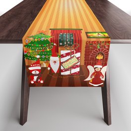 Santa Clause with Gift "Merry Christmas" Table Runner