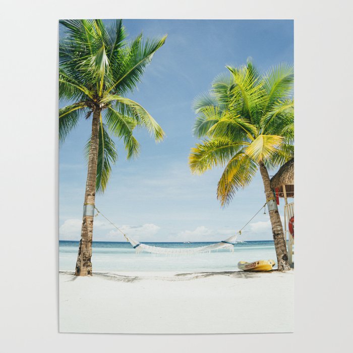 Tropical Palm Tree Beach Poster
