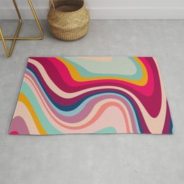 Boho Fluid Abstract Rug | Boho, Pattern, Psychedelia, Blue, Aesthetic, Pink, Trendy, Colorful, Abstract, Harmony 