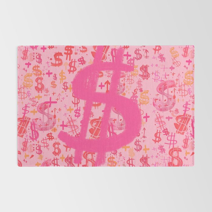 Pink Dollar Signs Rug