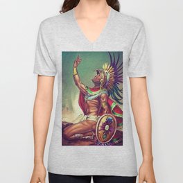 Caballero Aguila Aztec Scout Portrait painting V Neck T Shirt