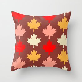 Maple Leaf Pattern (red/yellow/pink/brown) Throw Pillow