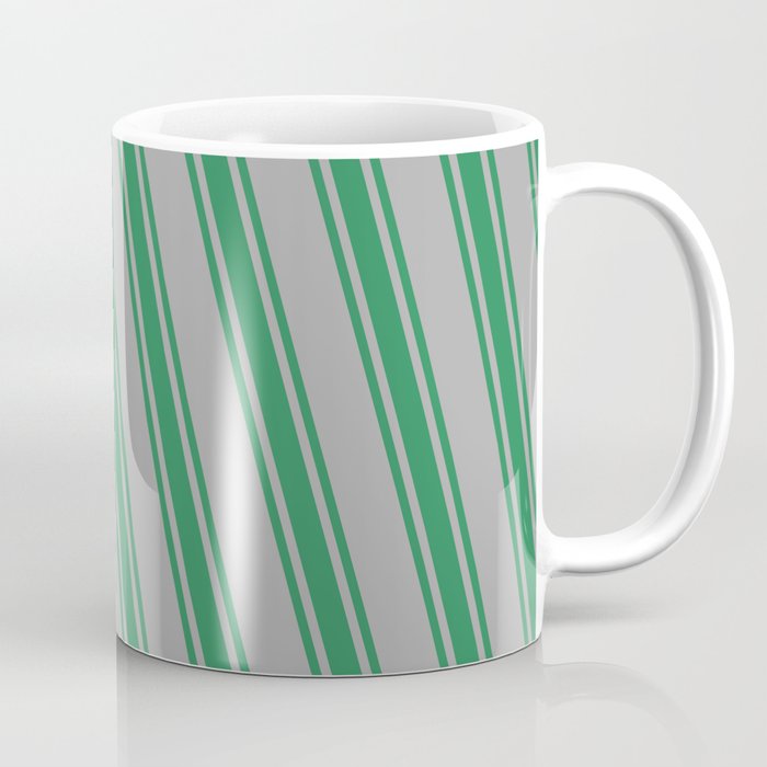 Dark Gray and Sea Green Colored Stripes/Lines Pattern Coffee Mug