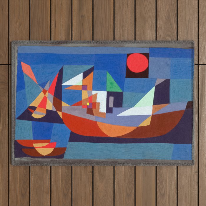 Paul Klee Ships at Rest 1927 Artwork for Tshirts Posters Prints Men Women and Kids Outdoor Rug