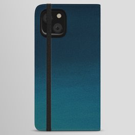 Navy blue teal hand painted watercolor paint ombre iPhone Wallet Case