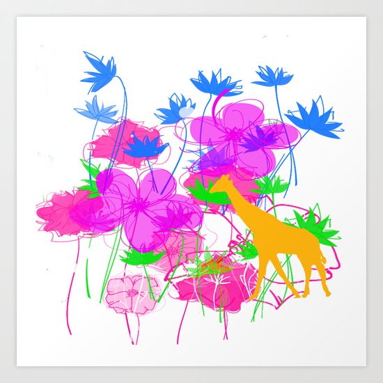 Yellow Giraffe Art Print